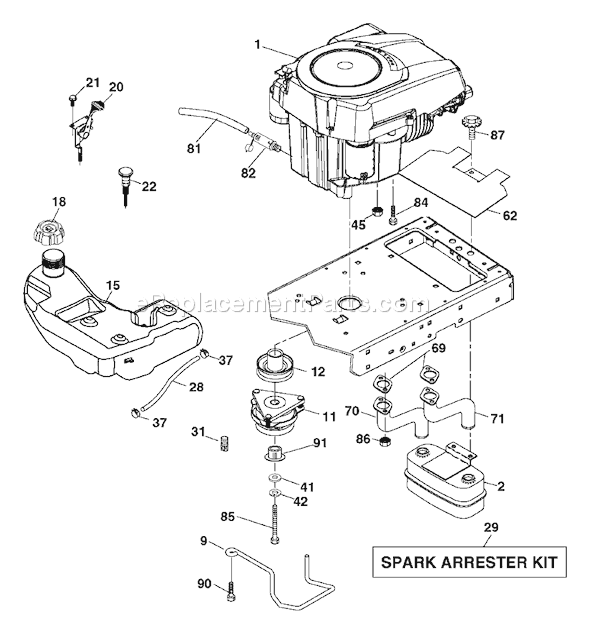 Page E Diagram and Parts List for GTH26K54 (96043003100) (2006-11) Husqvarna Lawn Tractor