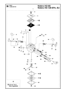 Carburetor Diagram and Parts List for 365 20111900001-20135199999 Husqvarna Chainsaw