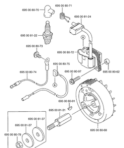 Ignition / Flywheel Diagram and Parts List for 125BT 2003-07 Husqvarna Leaf Blower / Vacuum