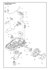 Chassis Lower Diagram and Parts List for 410XENERA  Husqvarna Lawn Mower