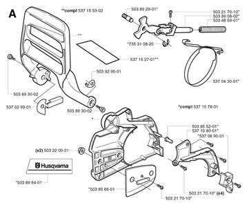 Chain Brake Diagram and Parts List for 359 20031400001-20041800000 Husqvarna Chainsaw