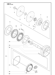 Gear Set And Flange Washer Diagram and Parts List for K3000 2009-03 Husqvarna Lawn Tractor Accessories