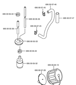 Fuel Line / Fuel Cap Diagram and Parts List for 155BF (Carb II)(2001-04) Husqvarna Leaf Blower / Vacuum