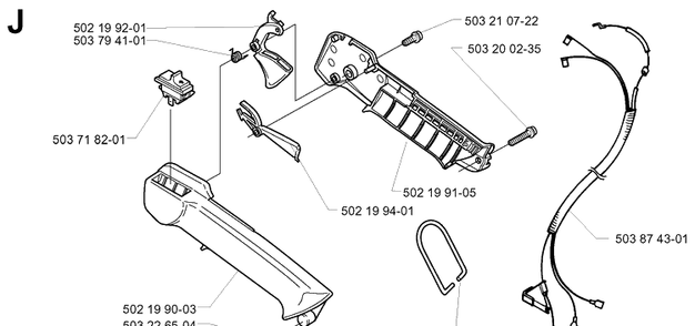 Handle And Controls Diagram and Parts List for 225HBV 20000100001-Current Husqvarna Leaf Blower / Vacuum