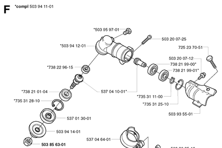 Bevel Gear Diagram and Parts List for 326C 20020500001-20023100000 Husqvarna Edger