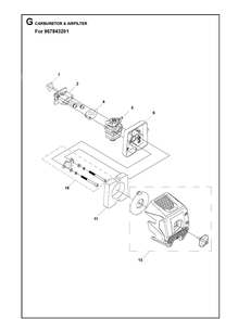 Carburetor And Air Filter 2 Diagram and Parts List for 131RB  Husqvarna Edger