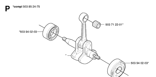 Crankshaft Diagram and Parts List for 325HA110 20054000001-20040100000 Husqvarna Hedge Trimmer