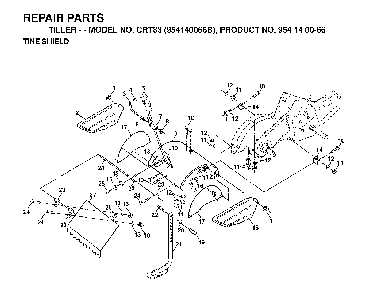 Tine Shield Diagram and Parts List for CRT83 (954140066B)(1999-04) Husqvarna Tiller