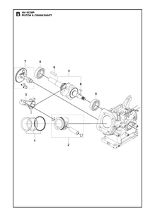 Piston And Crankshaft Diagram and Parts List for 970505201 2021-01 Husqvarna Engine