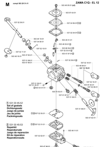 Carburetor Details Diagram and Parts List for 326EX 20010900001-20020500000 Husqvarna Edger