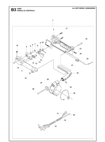 Handle And Controls Diagram and Parts List for 150BT  Husqvarna Leaf Blower / Vacuum