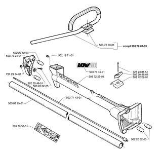Shaft And Handle Diagram and Parts List for 240L 19984400001-20001400000 Husqvarna Edger