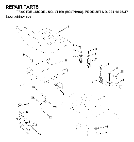 Seat Diagram and Parts List for LT120 (HCLT120A, 954140047)(1998-01) Husqvarna Lawn Tractor