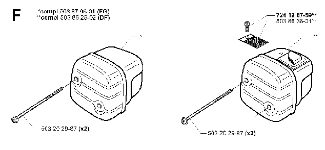 Muffler Diagram and Parts List for 345EPA 19993600001-20013500000 Husqvarna Chainsaw