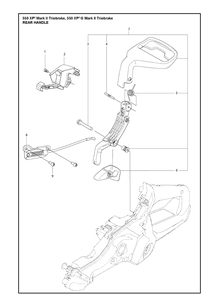 Rear Handle Diagram and Parts List for 550XP-MARKIITRIOBRAKE 550 XP - G Mark II Triobrake Husqvarna Chainsaw