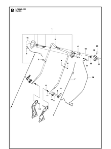 Handle Diagram and Parts List for LC48VE 966975406 Husqvarna Lawn Mower
