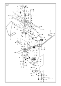 Belt Diagram and Parts List for RC320TSAWD 2023 Husqvarna Lawn Tractor