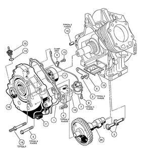 Fe290 Engine - Crankcase, Camshaft And Oil Sensor Diagram and Parts List for HUV4210GXP 2005-06 Husqvarna Lawn Tractor