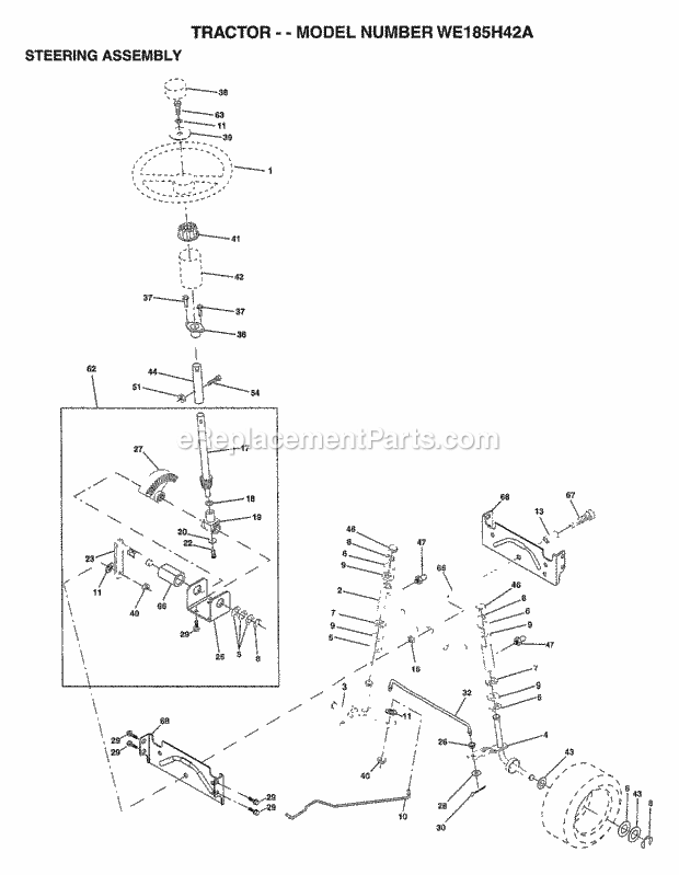 Seat Assembly Diagram and Parts List for WE185H42A 1997 Husqvarna Lawn Tractor