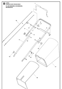 Handle 2 Diagram and Parts List for L221A  Husqvarna Lawn Mower