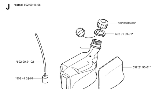 Fuel Tank Diagram and Parts List for 265RX  Husqvarna Brush Cutter