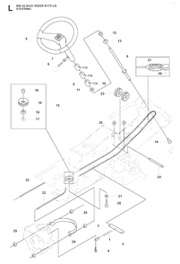 Steering Diagram and Parts List for R175 (966828401)(2008-05) Husqvarna Lawn Tractor