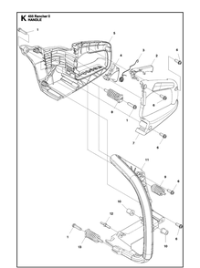 Handle Diagram and Parts List for 455 (Rancher II)(2012-06) Husqvarna Chainsaw