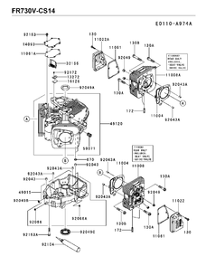 Cylinder And Crankcase Diagram and Parts List for FR730V-CS14 2018-02 Husqvarna Engine