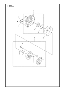 Clutch Diagram and Parts List for 545F  Husqvarna Brush Cutter