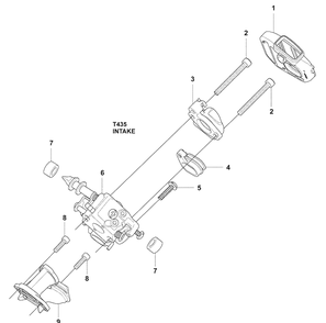 Carburetor, Intake Diagram and Parts List for T435 2009-02 Husqvarna Chainsaw