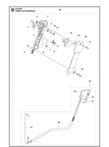 Throttle Controls Diagram and Parts List for 578BTF  Husqvarna Leaf Blower / Vacuum