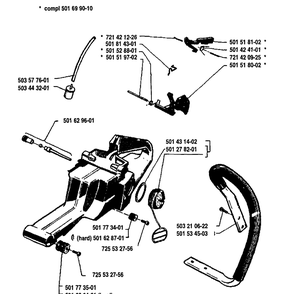Handle And Tank Assembly Diagram and Parts List for 61 1993-09 Husqvarna Chainsaw