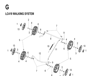 Walking System Diagram and Parts List for LC419 2019-04 Husqvarna Lawn Mower