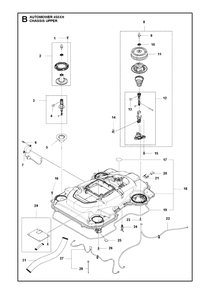 Chassis Upper Diagram and Parts List for 450XH 2020 Husqvarna Lawn Mower
