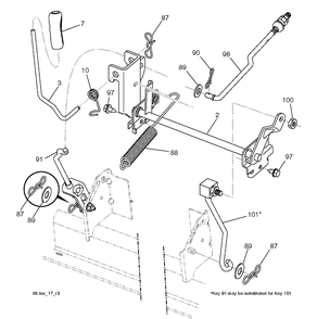 Mower Lift / Deck Lift Diagram and Parts List for YTA19K42 (96043013901)(2012-10) Husqvarna Lawn Tractor