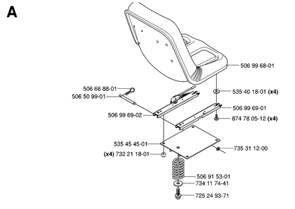 Seat Diagram and Parts List for R15-V2 (953533701)(2006-05) Husqvarna Lawn Tractor