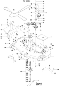 72 Inch Mowing Deck / Cutting Deck Diagram and Parts List for PZ6029FX (966061201)(2010-01) Husqvarna Lawn Mower