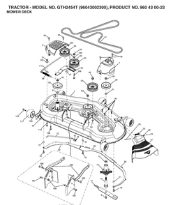 Mower Deck / Cutting Deck Diagram and Parts List for GTH2454T (96043002300)(2006-03) Husqvarna Lawn Tractor