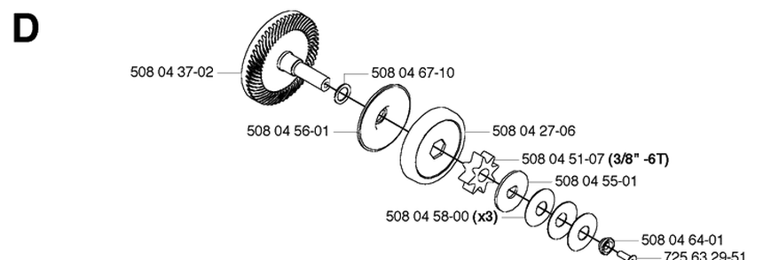 Clutch Diagram and Parts List for 315 20033100001-Current Husqvarna Chainsaw