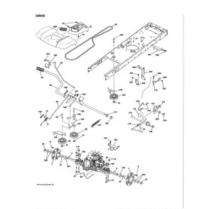 Drive Diagram and Parts List for 96043026100  Husqvarna Lawn Tractor