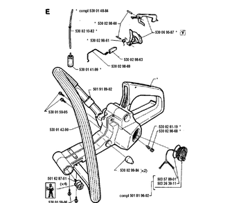 Fuel Tank And Handle Diagram and Parts List for 36 19941800001-Current Husqvarna Chainsaw