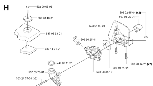 Carburetor And Air Filter Diagram and Parts List for 326HE3 (X-SERIES)(20090900001-Current)(2009) Husqvarna Hedge Trimmer