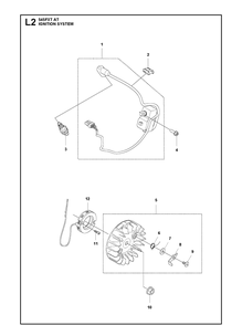 Ignition System Diagram and Parts List for 545FXTAT  Husqvarna Brush Cutter