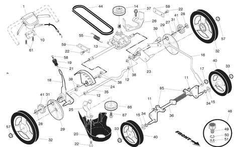 Drive Diagram and Parts List for HU700H (96143012801)(2018-09) Husqvarna Lawn Mower