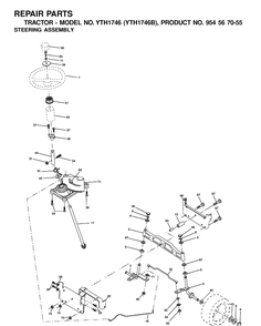 Steering Diagram and Parts List for YTH1746 (954567055)(2001-01) Husqvarna Lawn Tractor