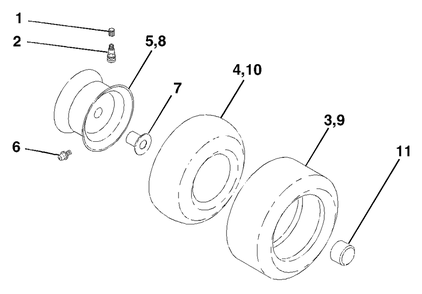 Wheels And Tires Diagram and Parts List for LTH2042 (954571953-B)(2004-01) Husqvarna Lawn Tractor