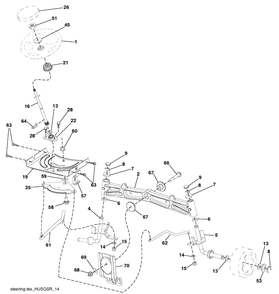 Steering Assembly Diagram and Parts List for YTH24V54 (917289640)(2010-04) Husqvarna Lawn Mower