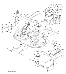 Mower Deck / Cutting Deck Diagram and Parts List for TS238 (96041036900)(2014-09) Husqvarna Lawn Tractor