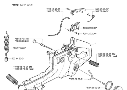 Fuel Tank / Rear Handle Diagram and Parts List for 365EPA 2005-05 Husqvarna Chainsaw