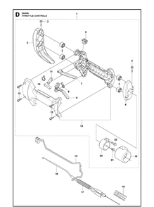 Throttle Controls Diagram and Parts List for 253RB 20182200001-Current Husqvarna Brush Cutter